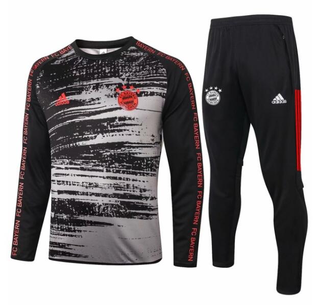 Bayern Munich Black Grey Training Kits Sweatshirt with pants 2020/21